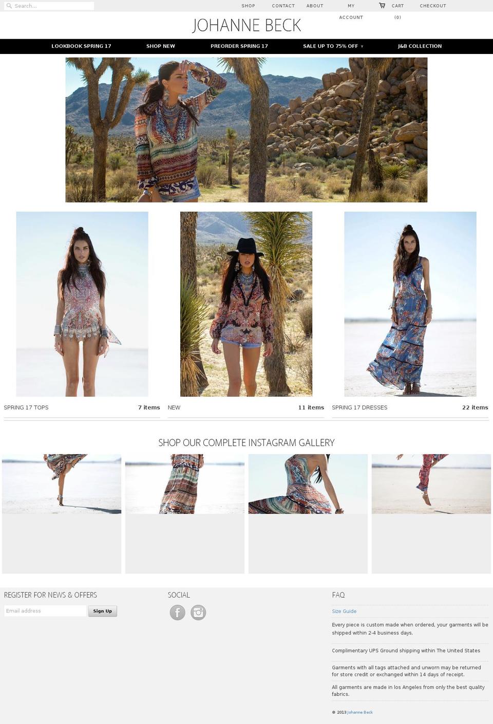 johannebeck.com shopify website screenshot