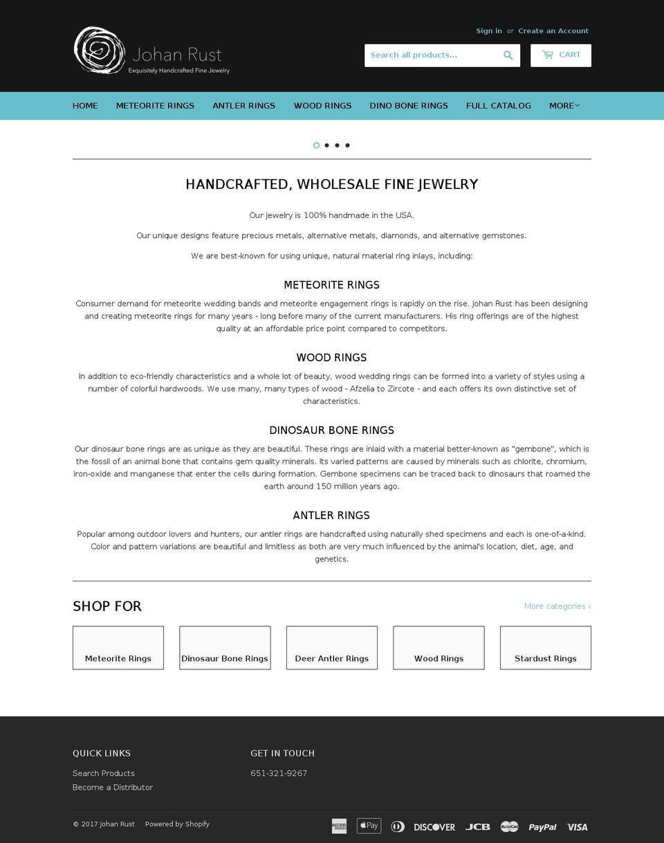 johanrust.com shopify website screenshot