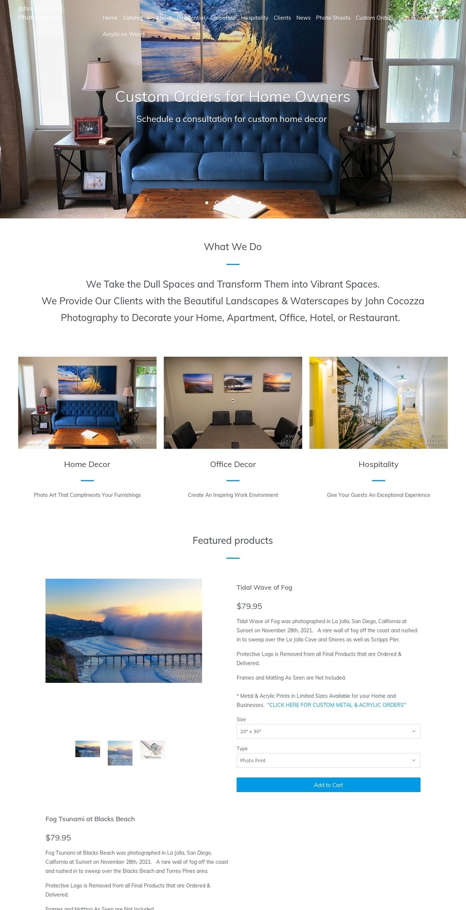 john-cocozza-photography.myshopify.com shopify website screenshot