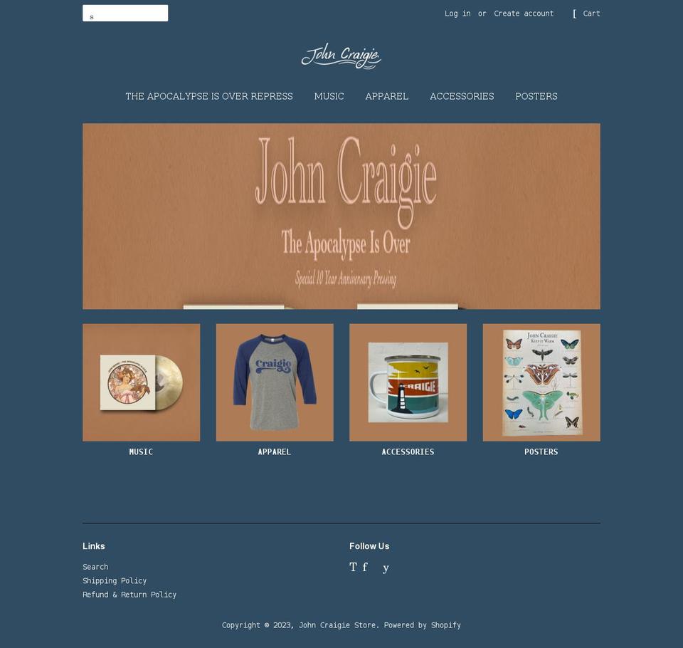 john-craigie.myshopify.com shopify website screenshot