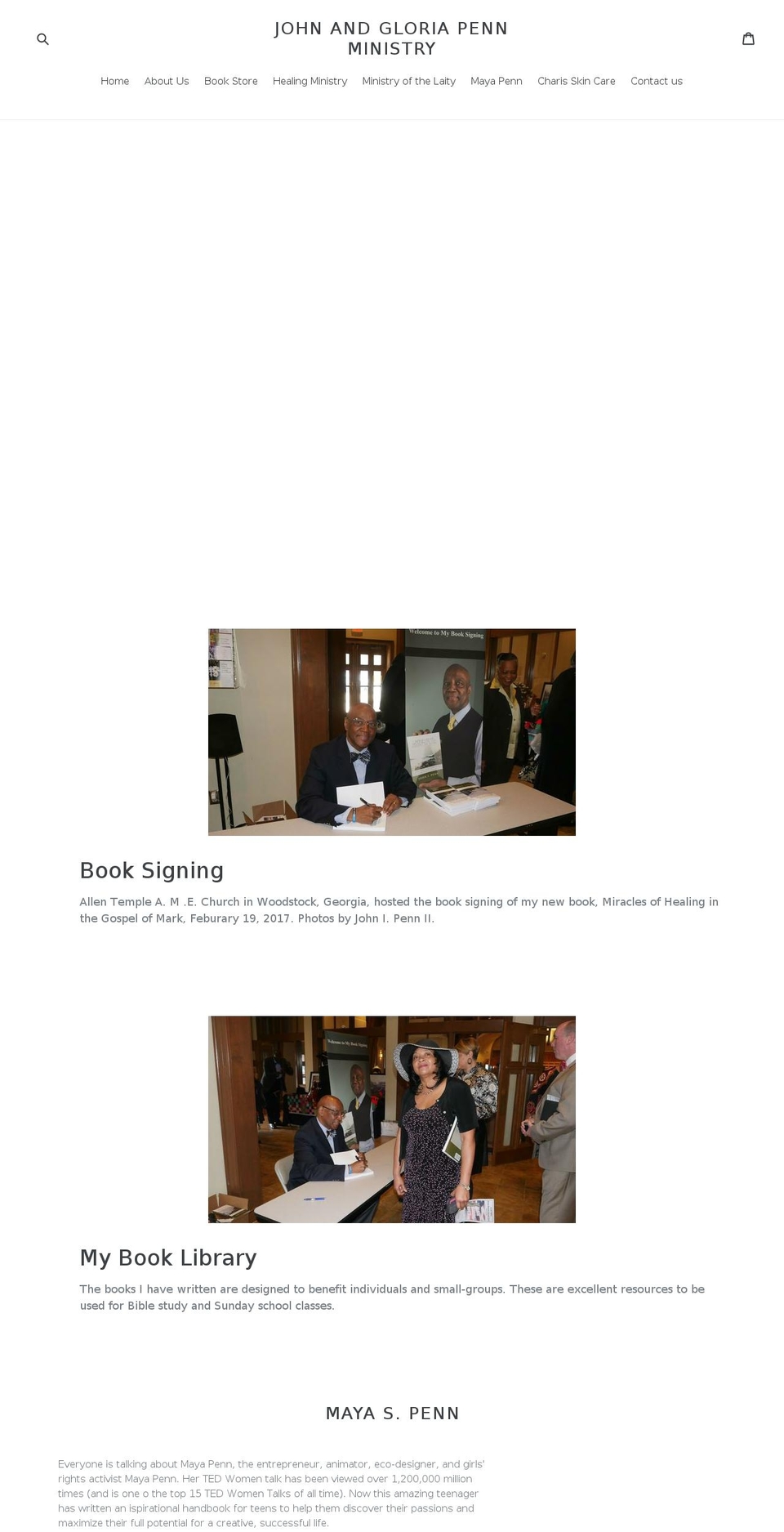 johnandgloriapennministry.com shopify website screenshot