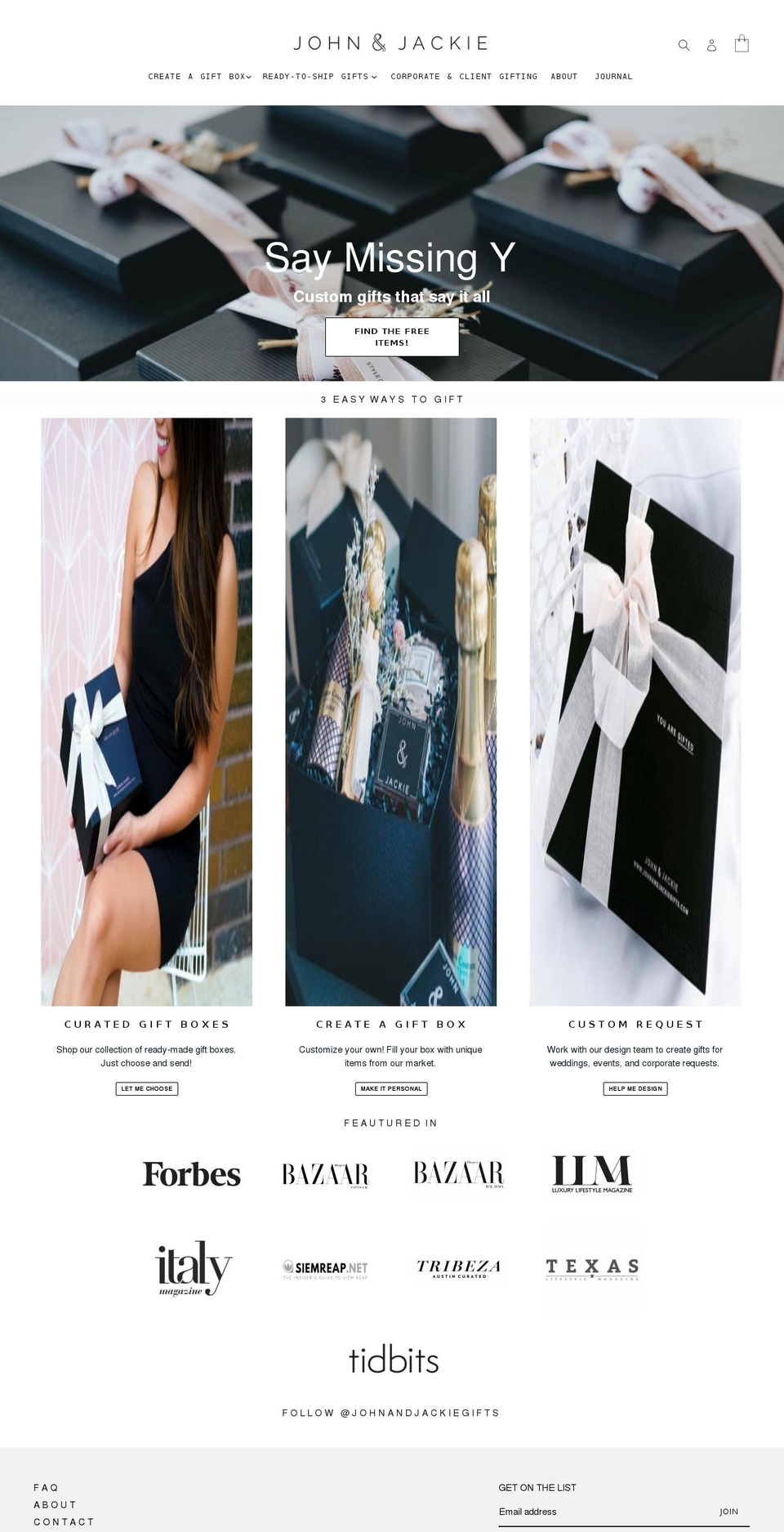johnandjackiegifts.com shopify website screenshot