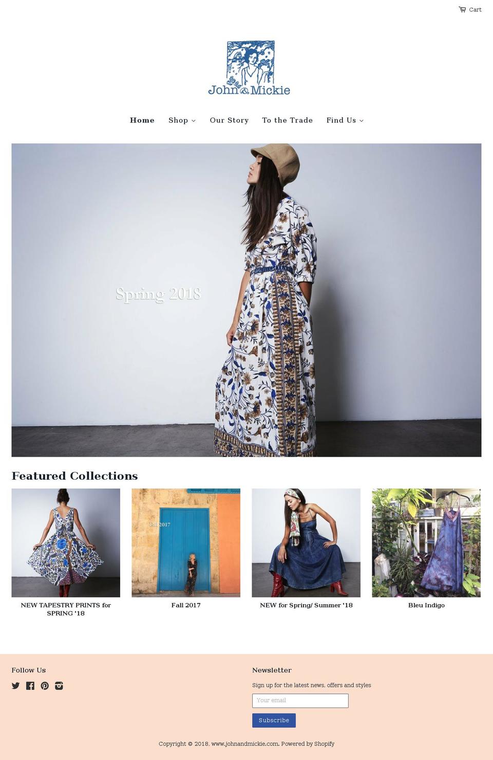 johnandmickie.com — Shopify storefront screenshot
