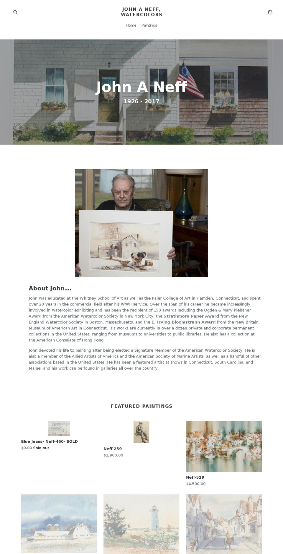 johnaneff.com — Shopify storefront screenshot