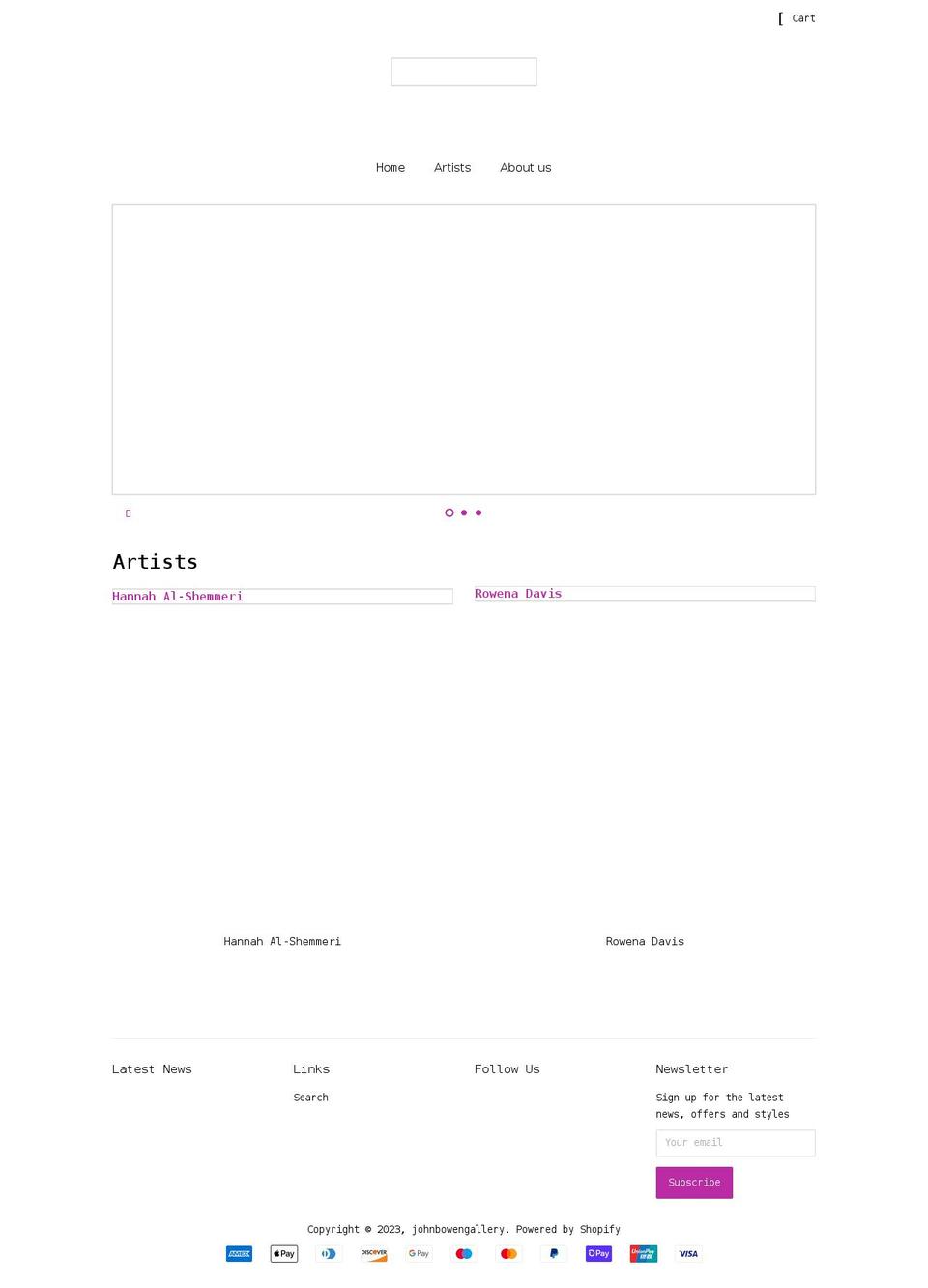 johnbowengallery.com shopify website screenshot
