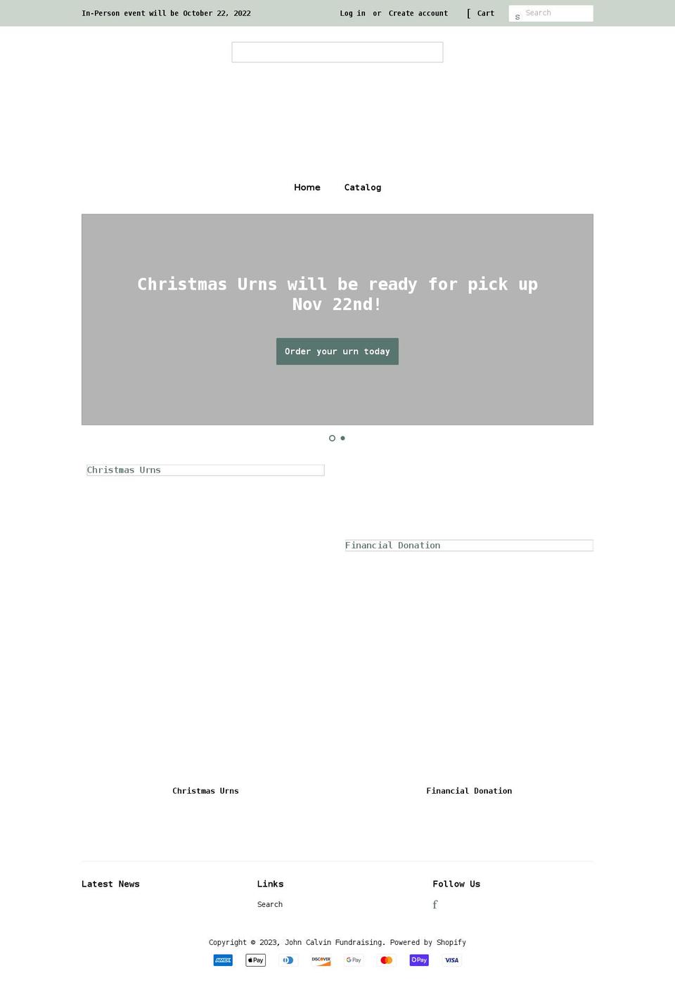 johncalvinfundraising.ca shopify website screenshot