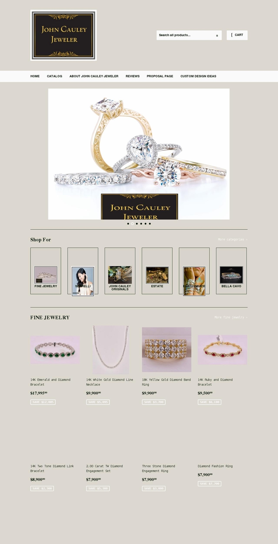 johncauleyjeweler.com shopify website screenshot