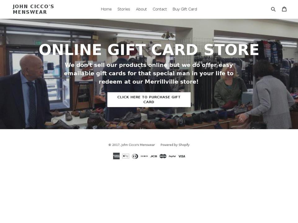 johnciccos.com shopify website screenshot