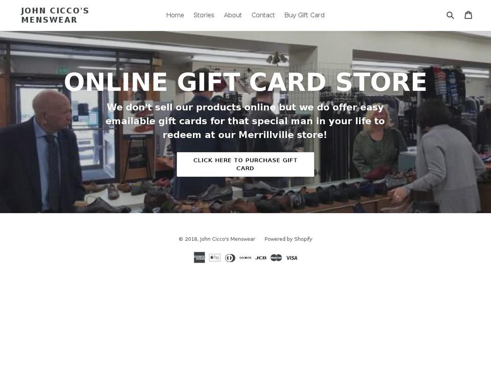 johnciccosmenswear.com — Shopify storefront screenshot