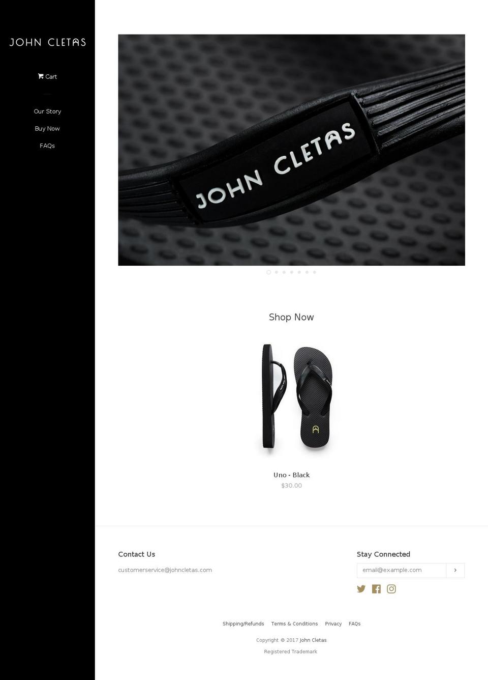 johncletas.com shopify website screenshot