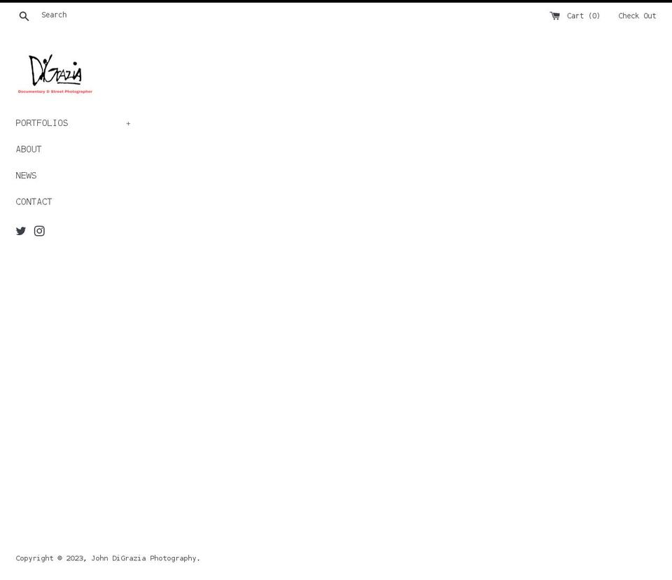 johndigraziaphotography.com shopify website screenshot