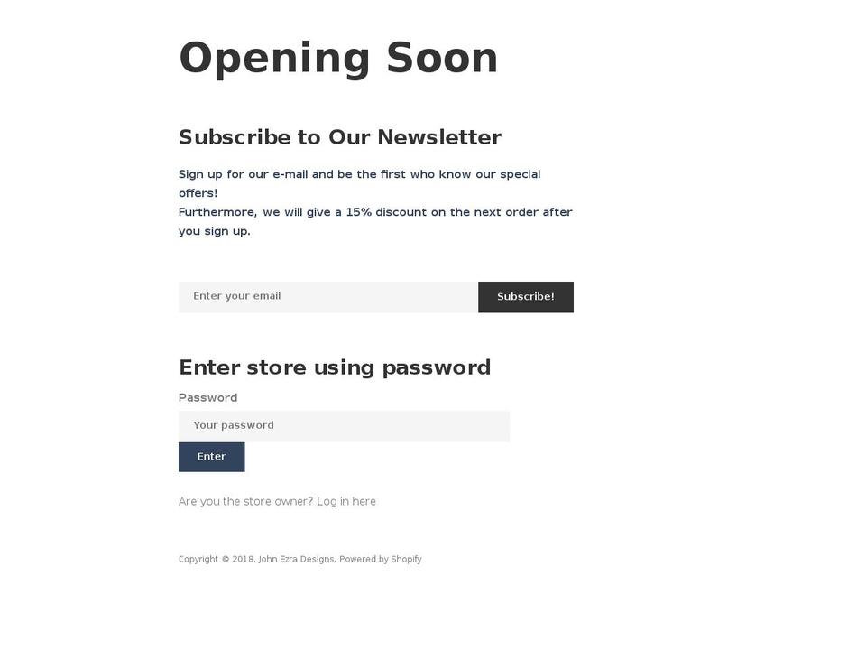 johnezra.com shopify website screenshot