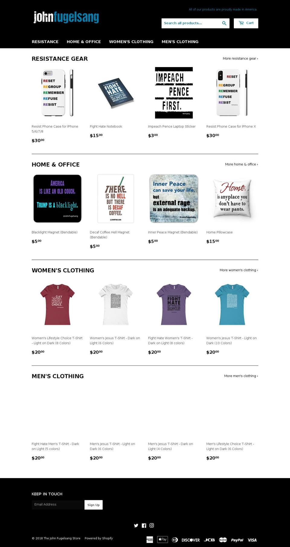 johnfugelsangstore.com shopify website screenshot