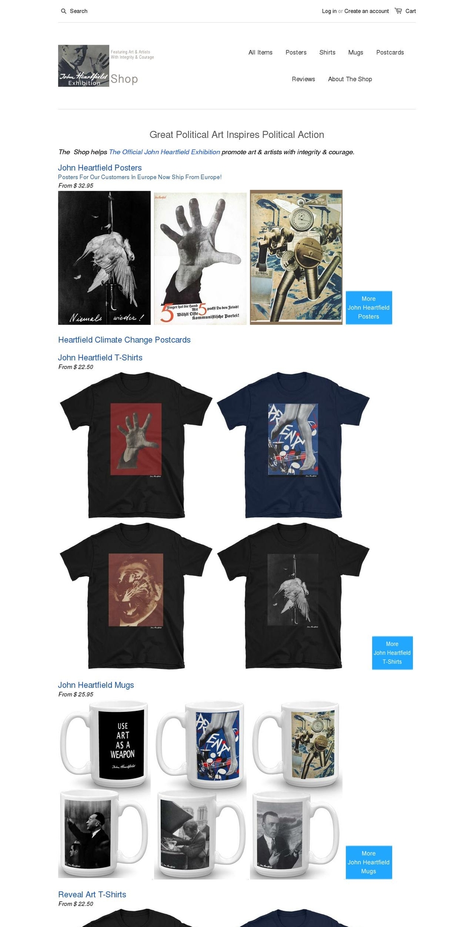 johnheartfieldart.com — Shopify storefront screenshot