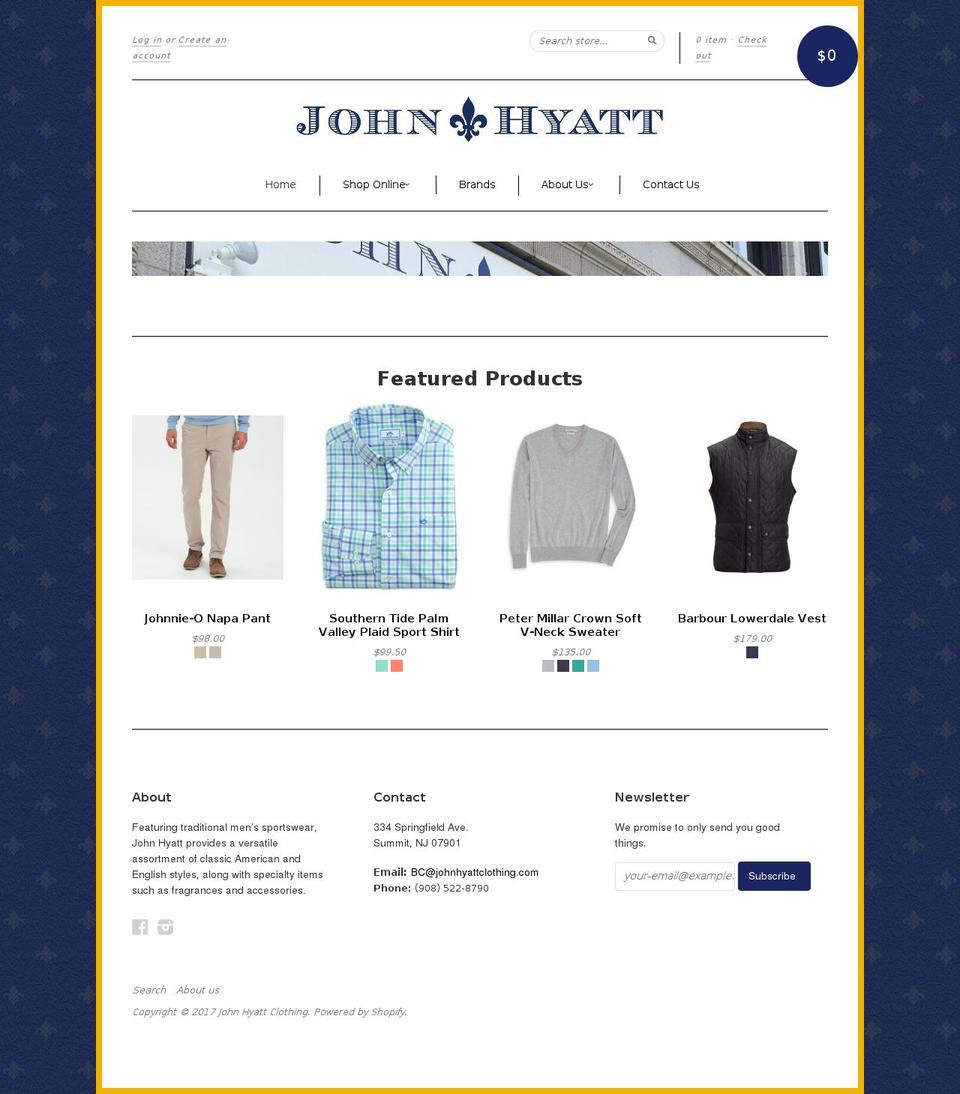 johnhyattclothing.com shopify website screenshot