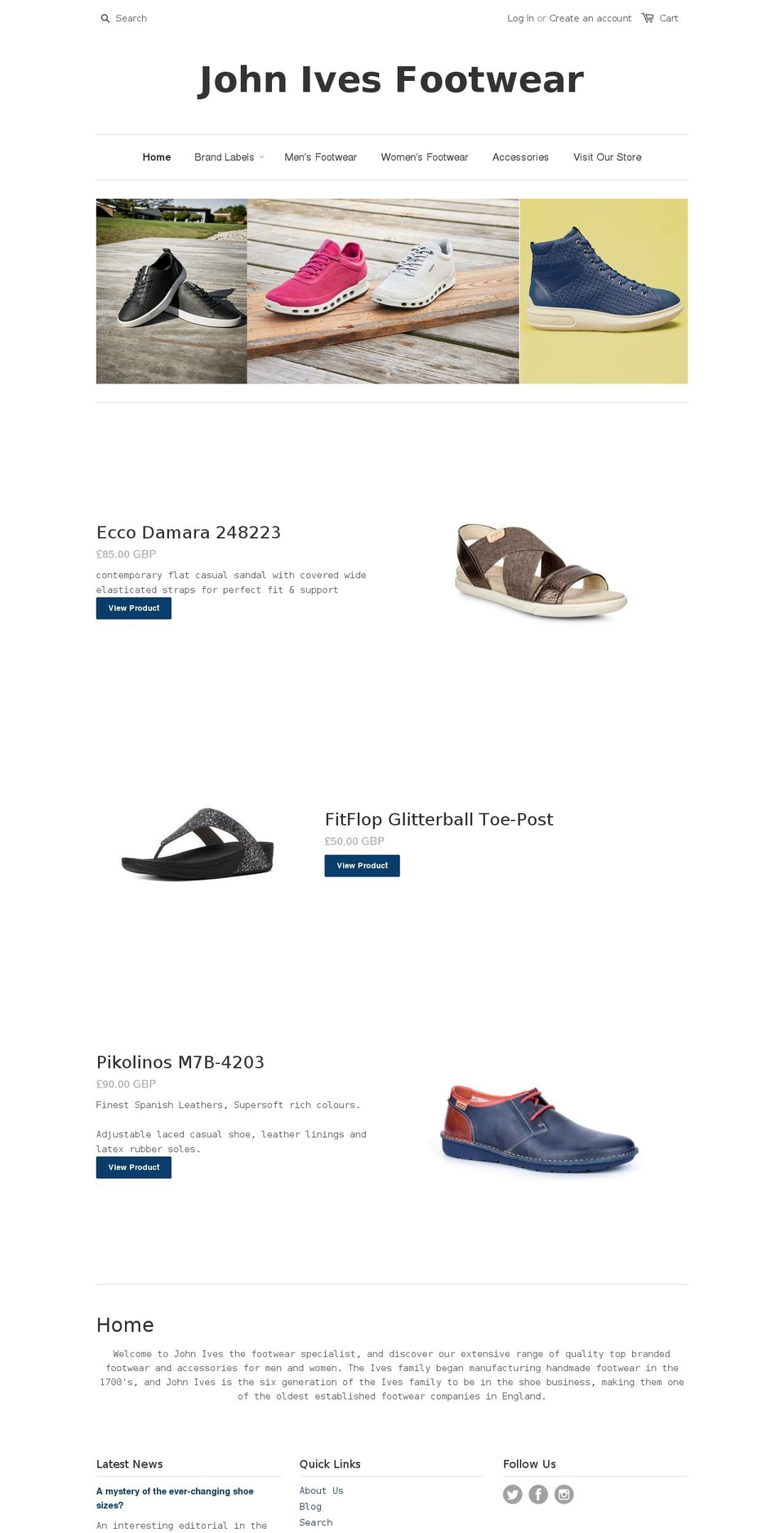 johnivesfootwear.com shopify website screenshot