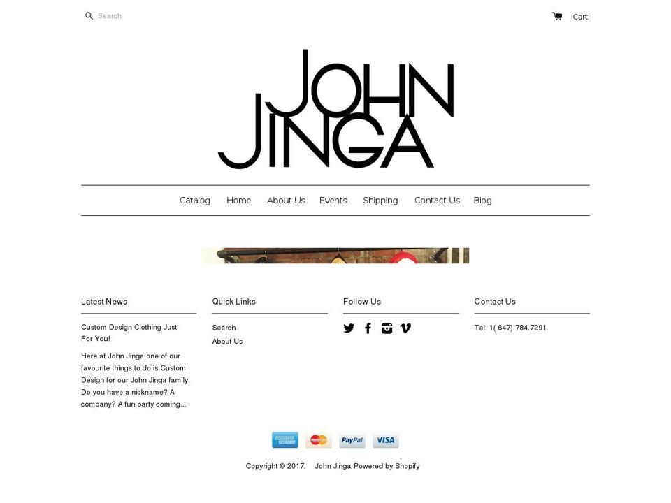 johnjinga.com shopify website screenshot