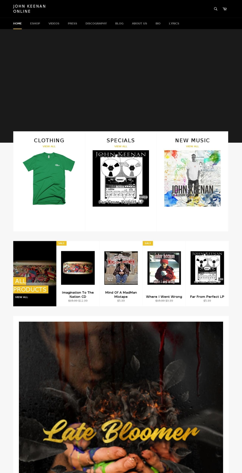 johnkeenan.org shopify website screenshot