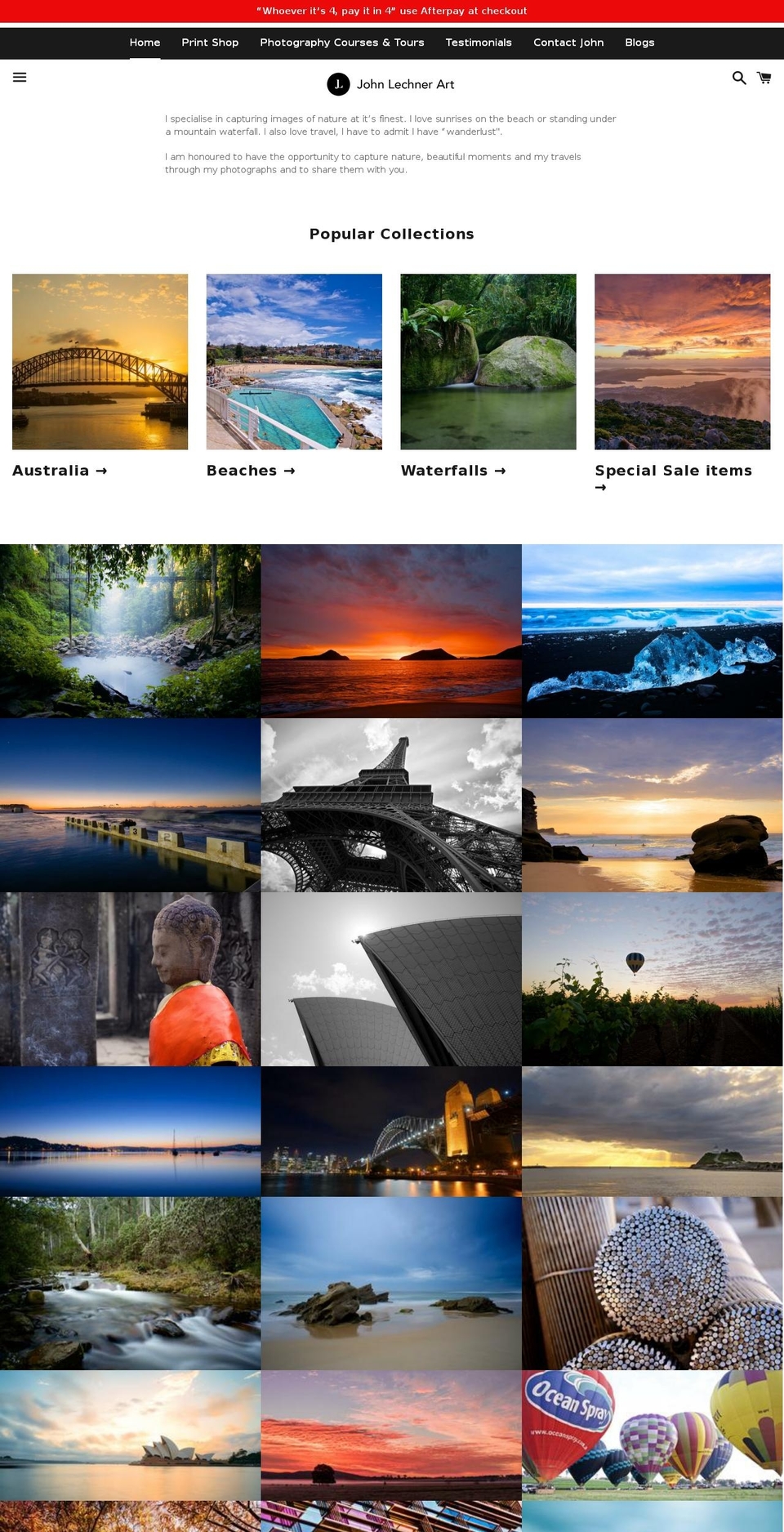 johnlechnerfineartprints.com.au shopify website screenshot