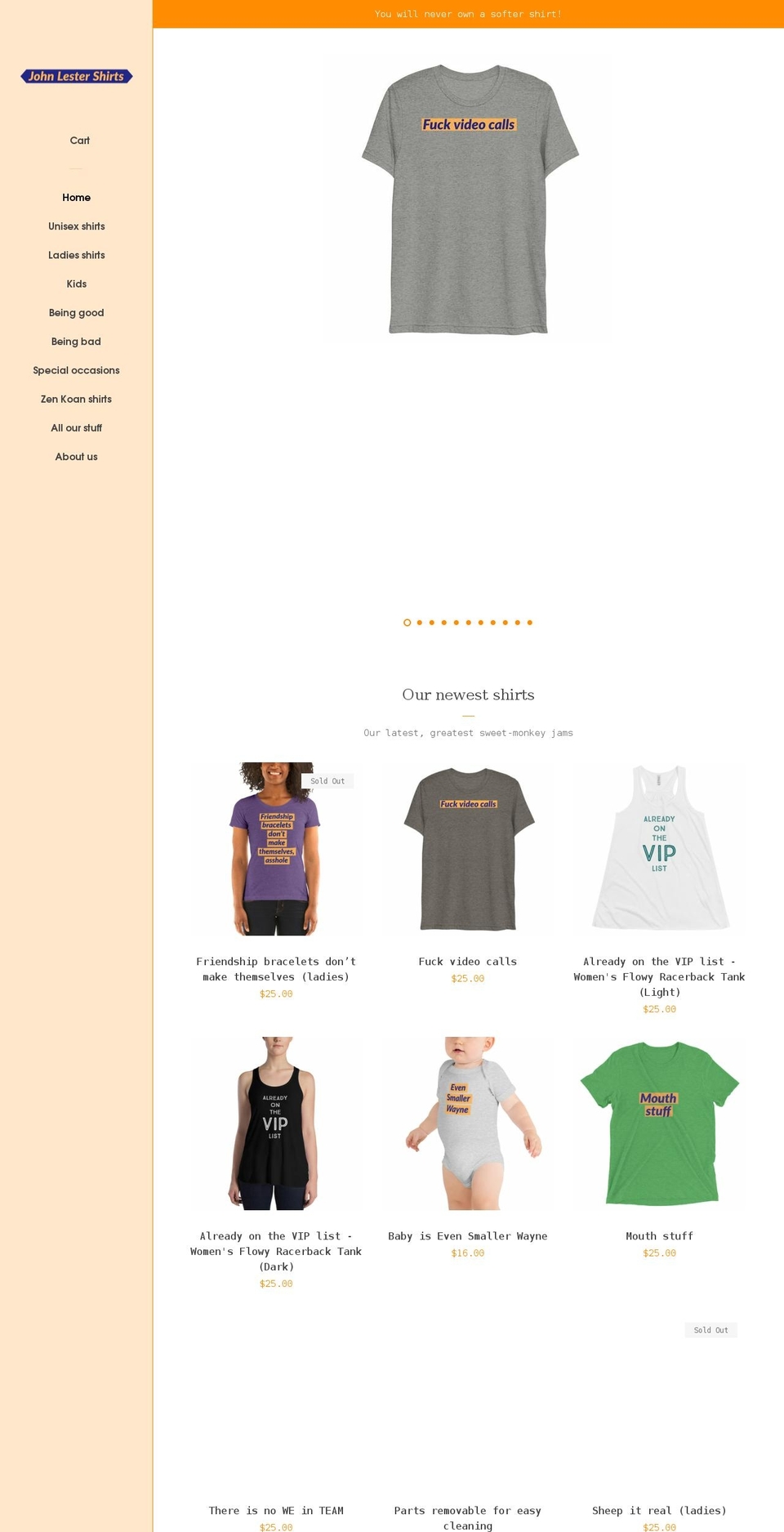 johnlestershirts.com shopify website screenshot