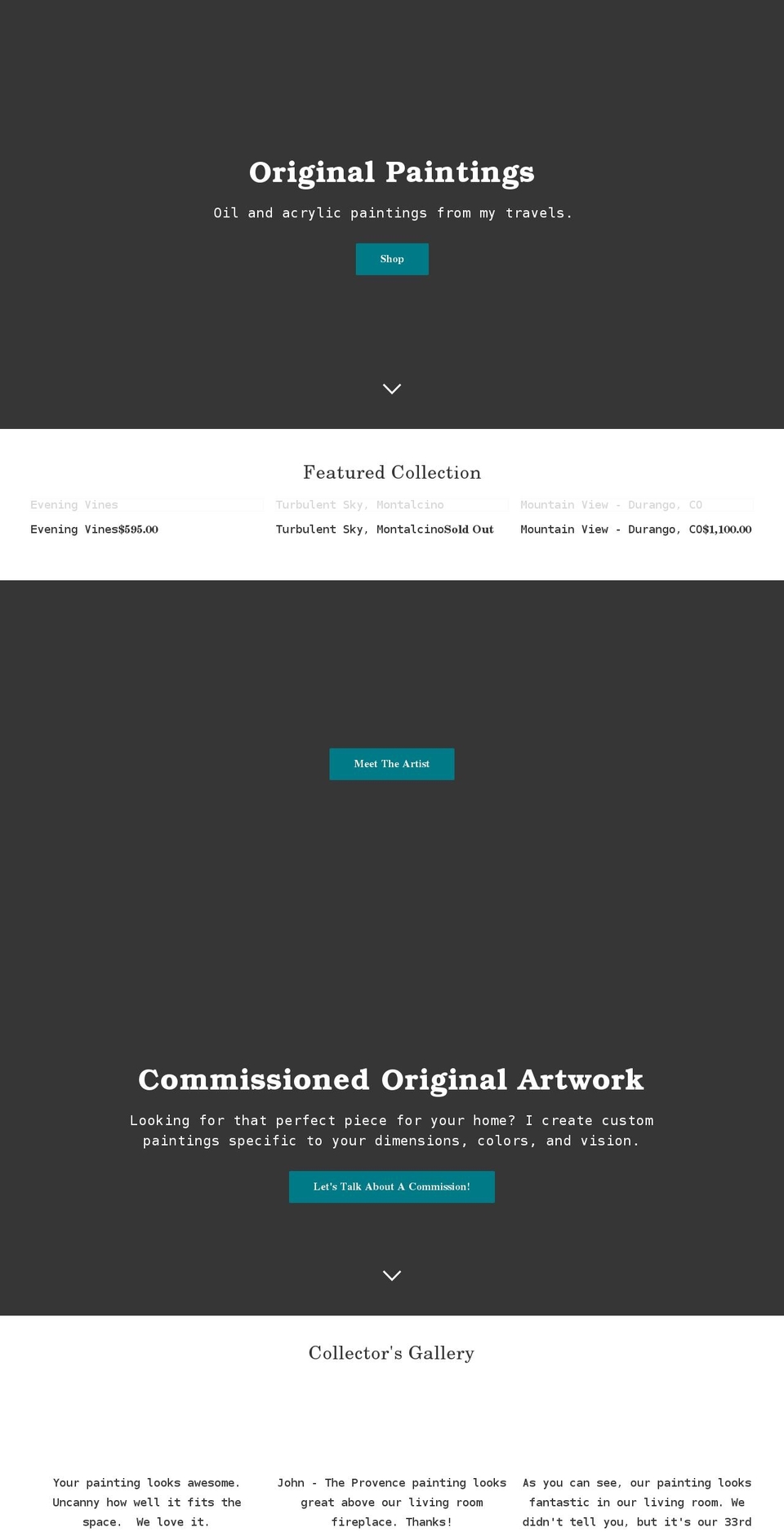johnmaurer-art.com shopify website screenshot