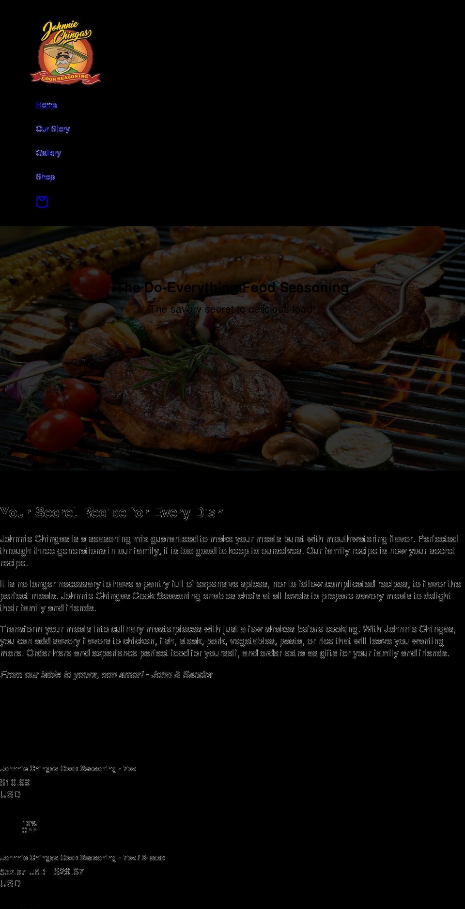 johnniechingas.com shopify website screenshot