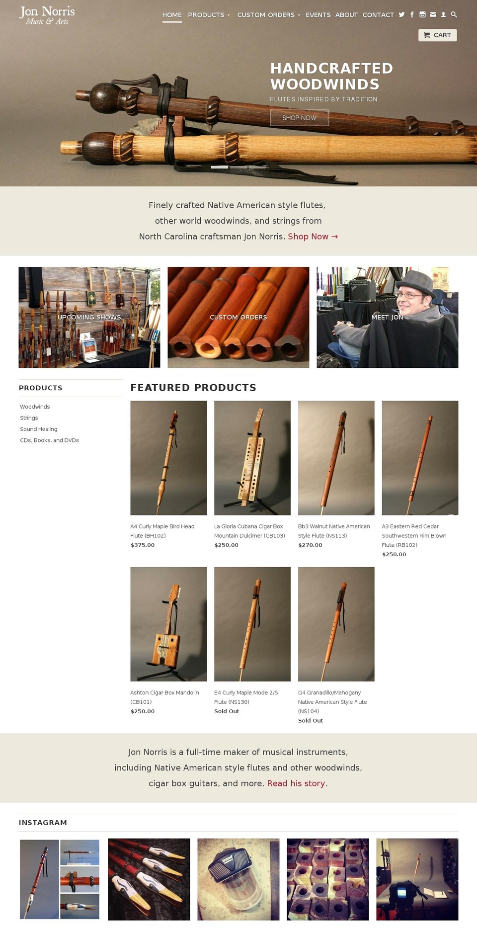 johnnorrismusicandarts.com shopify website screenshot