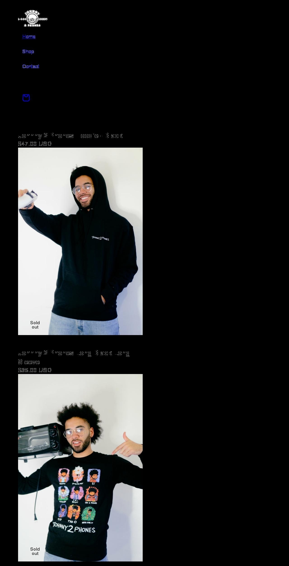 johnny2phones.com shopify website screenshot