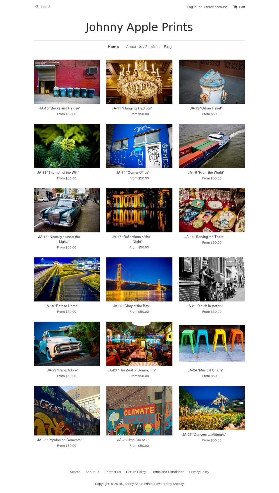 johnnyappleprints.com shopify website screenshot