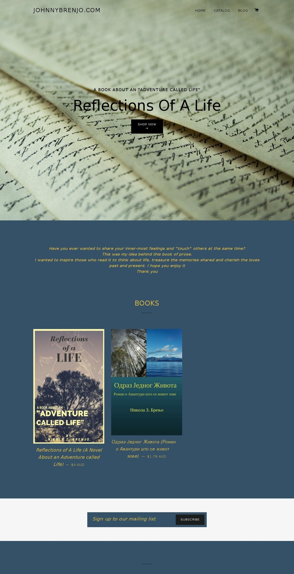 johnnybrenjo.com — Shopify storefront screenshot