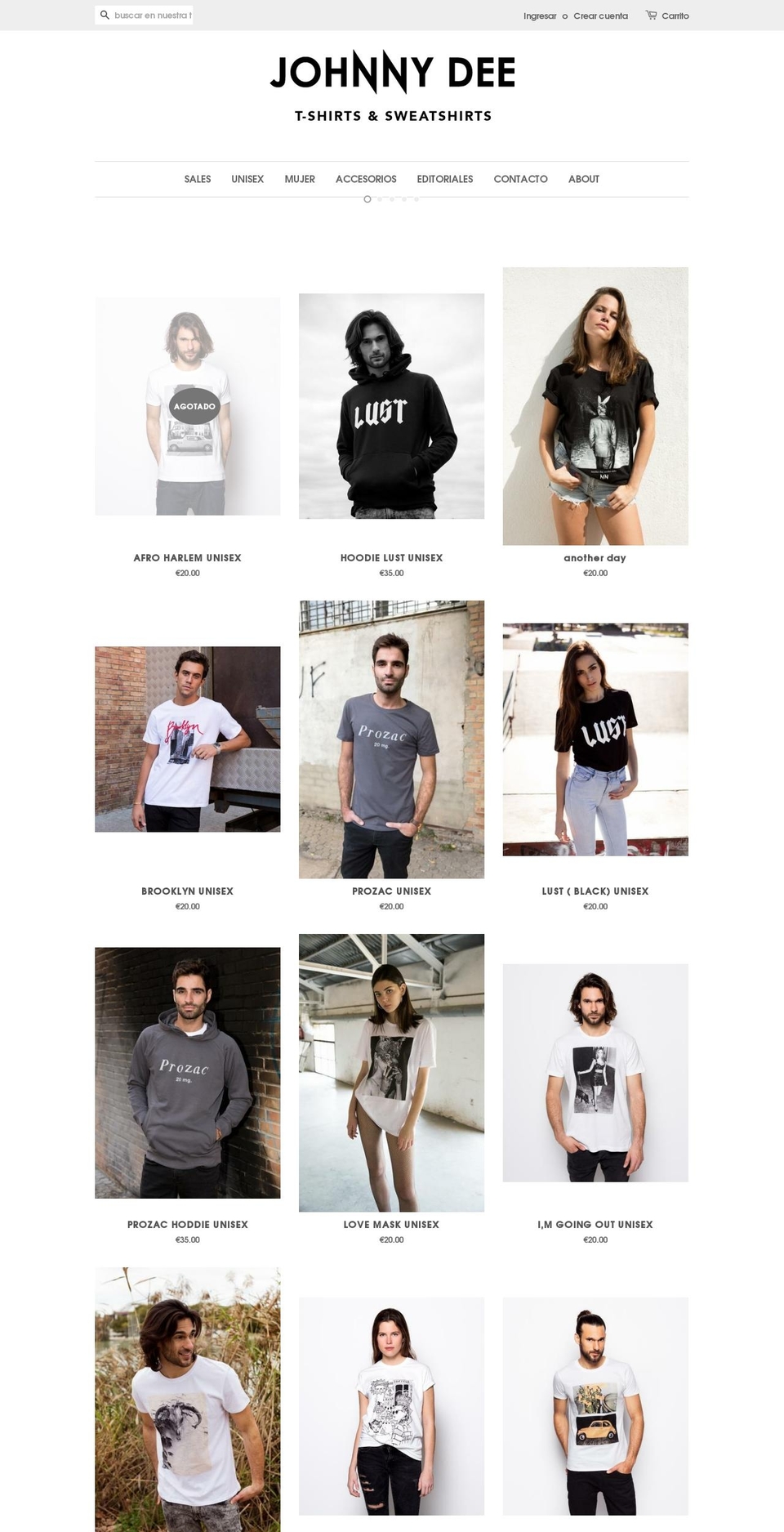 johnnydeeshop.com — Shopify storefront screenshot