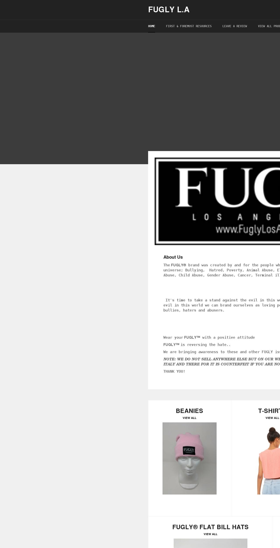 johnnydeppsfuglyhat.com — Shopify storefront screenshot
