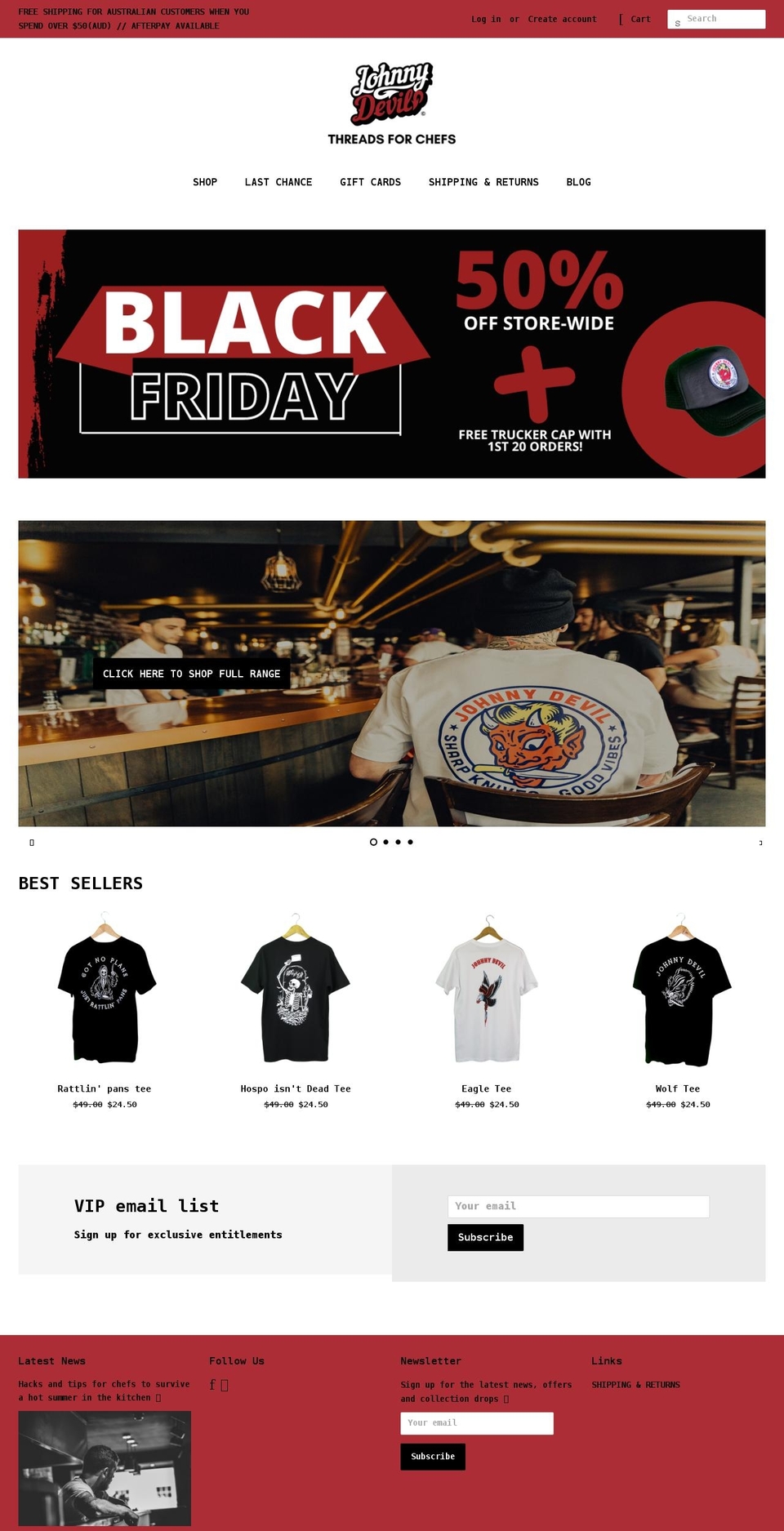 johnnydevil.com shopify website screenshot