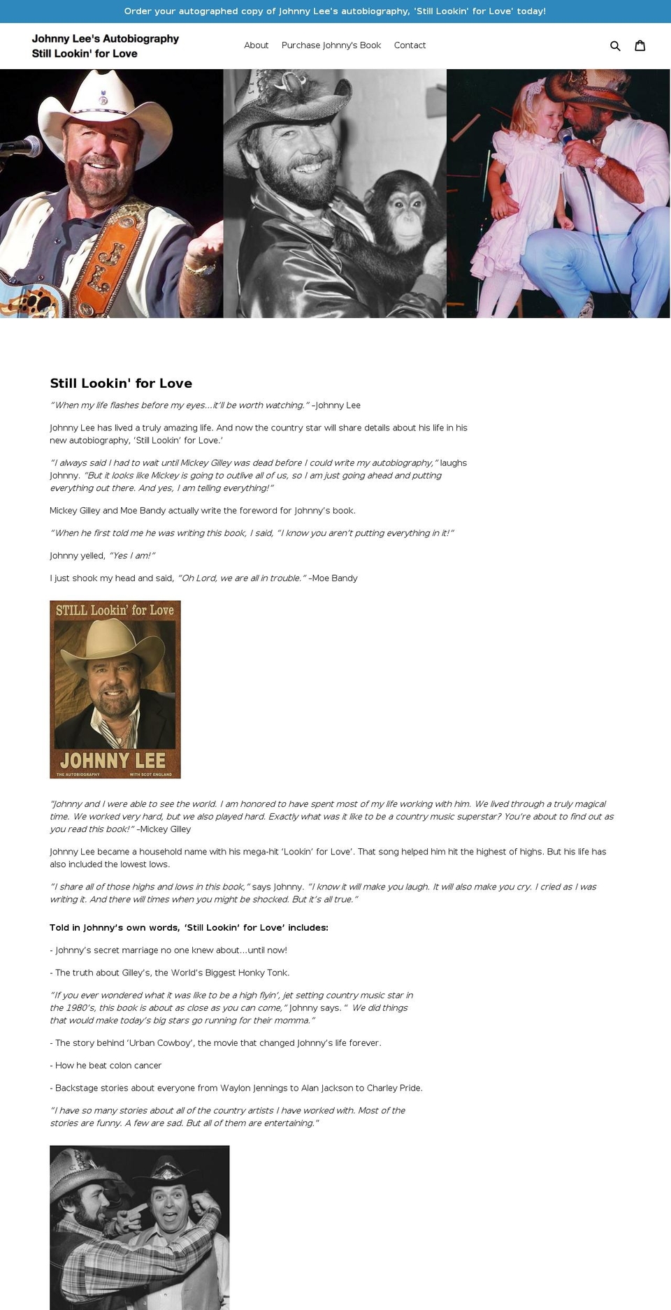 johnnyleebook.com — Shopify storefront screenshot