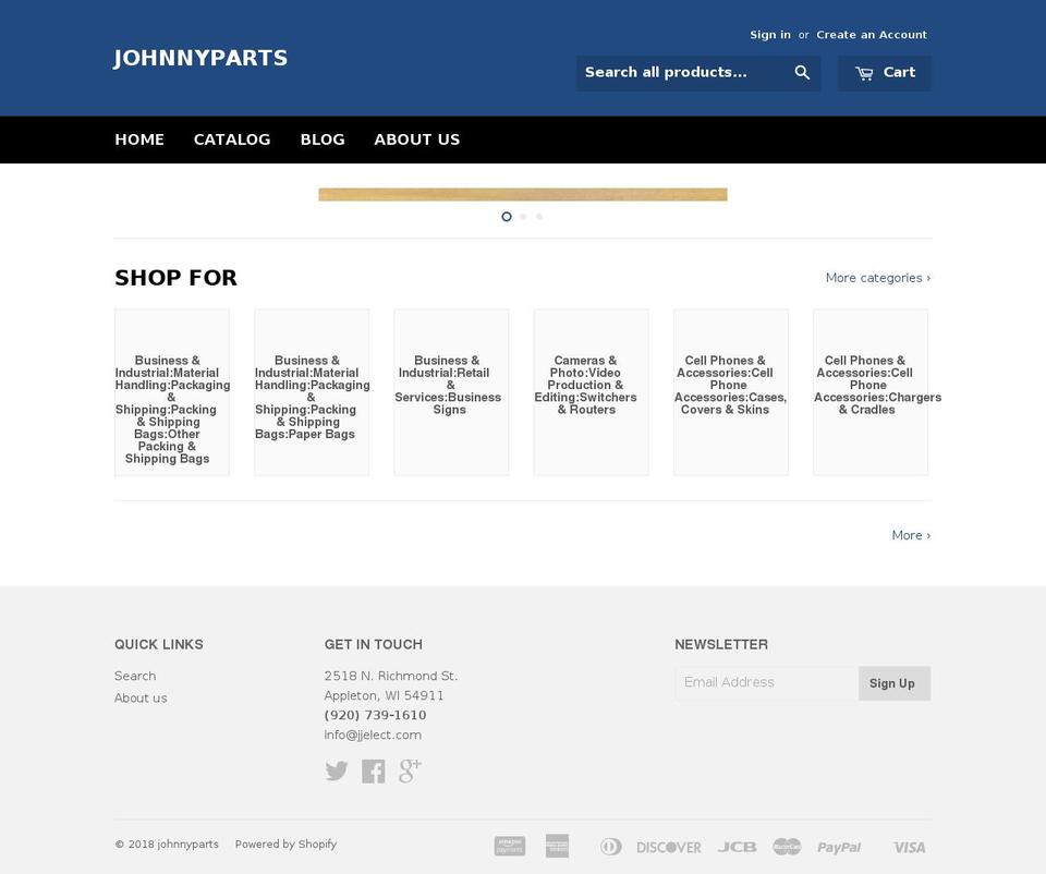 johnnyparts.com shopify website screenshot