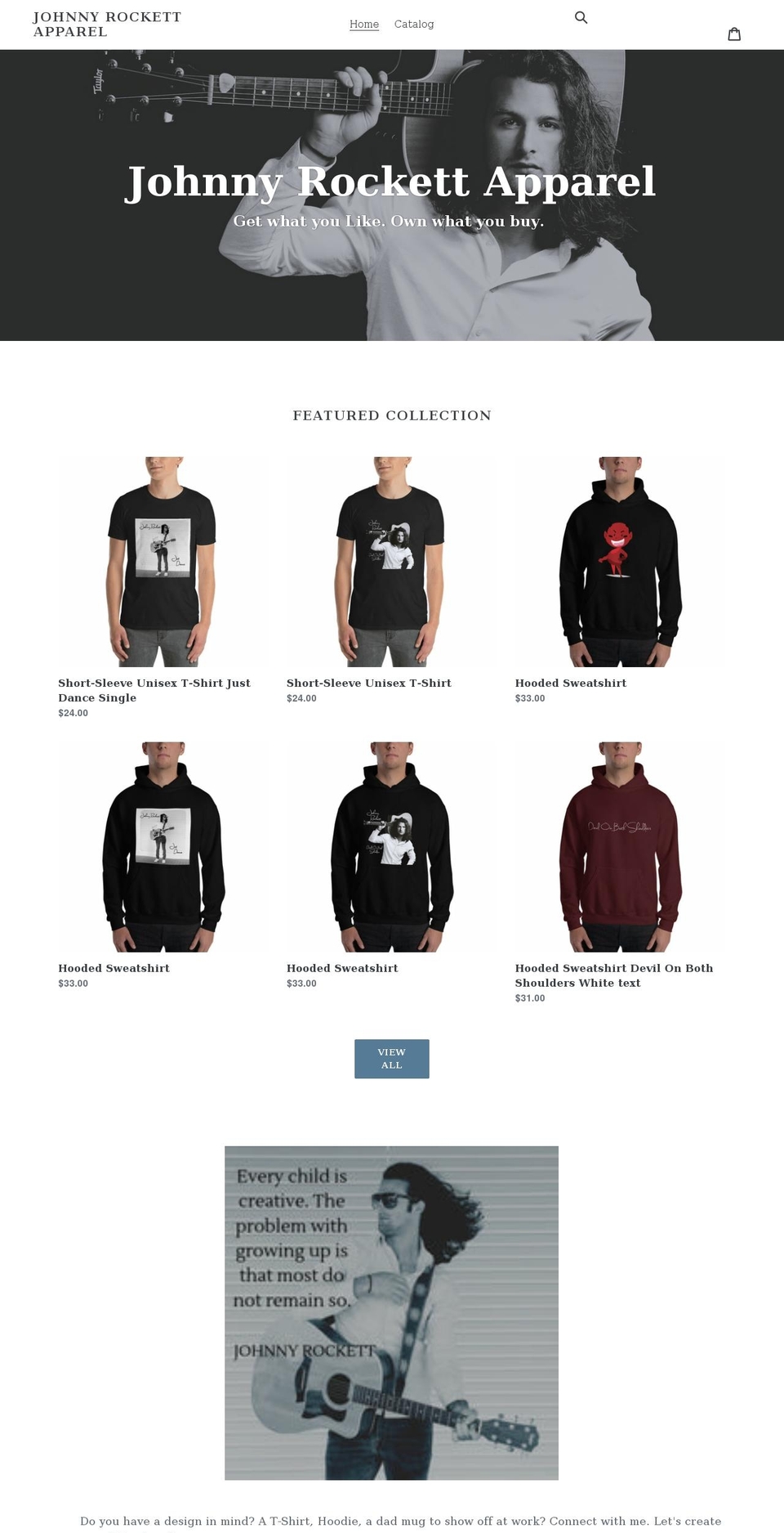 johnnyrockettapparel.com shopify website screenshot