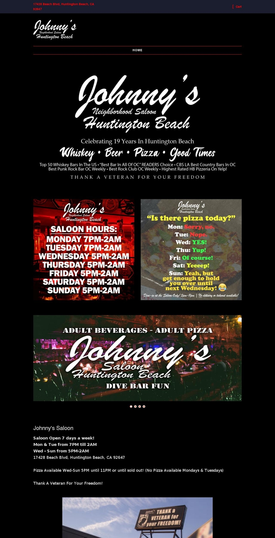 johnnyssaloonhb.com shopify website screenshot