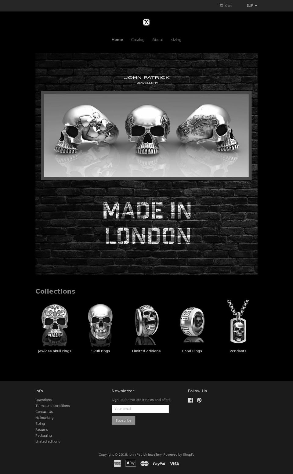 johnpatrickjewellery.com shopify website screenshot