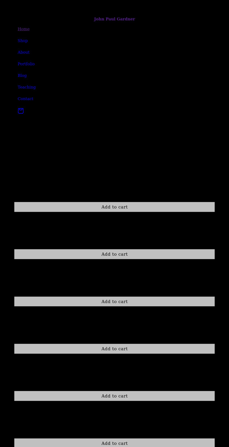 johnpaulgardner.com shopify website screenshot