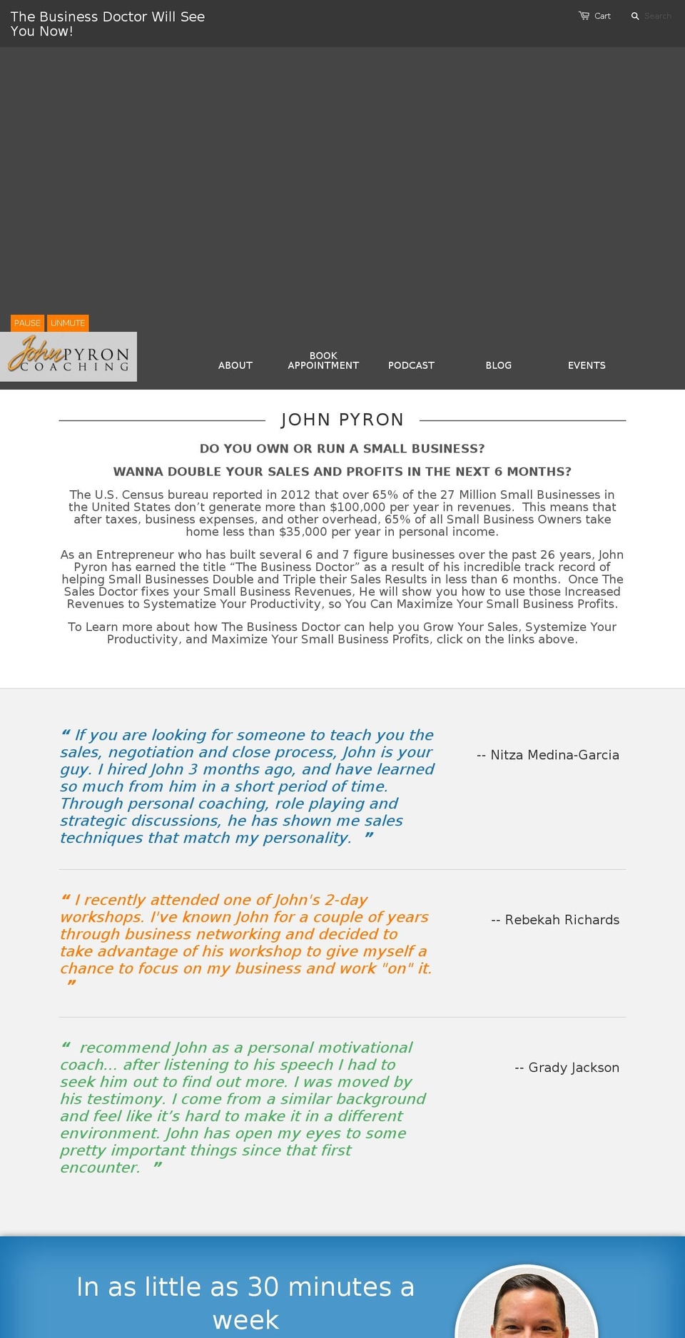 johnpyronsalestraining.com shopify website screenshot