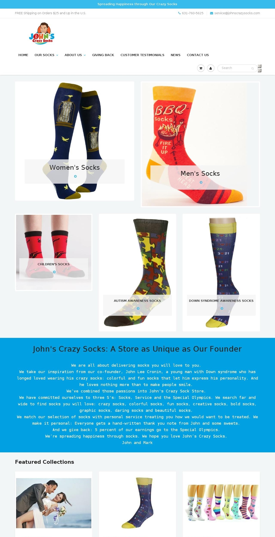 johnscrazysocks.com shopify website screenshot