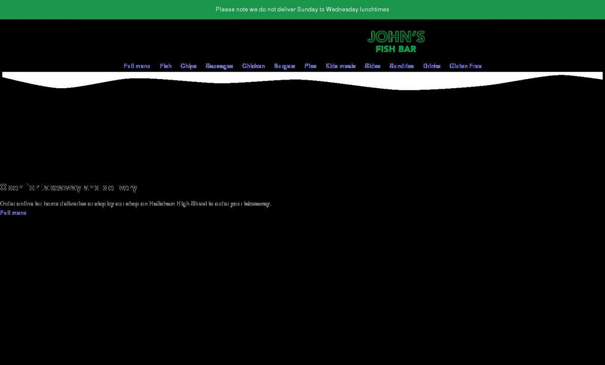johnsfishandchips.co.uk shopify website screenshot