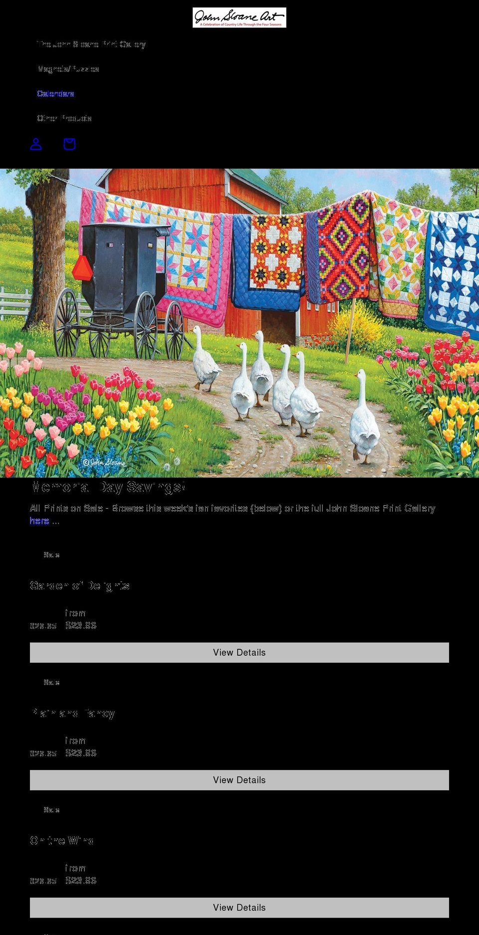 johnsloaneart.com shopify website screenshot