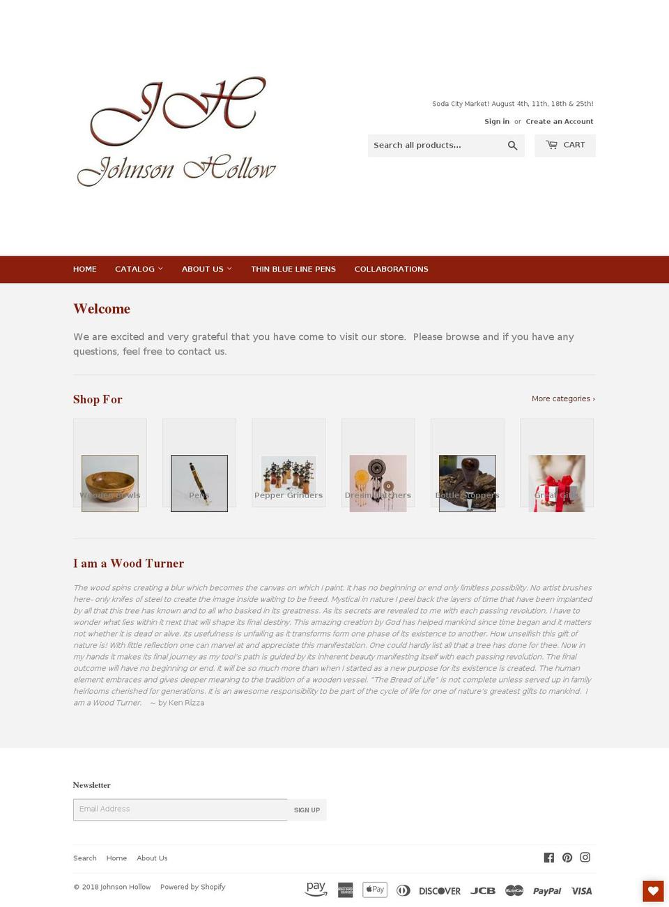 johnsonhollow.com — Shopify storefront screenshot