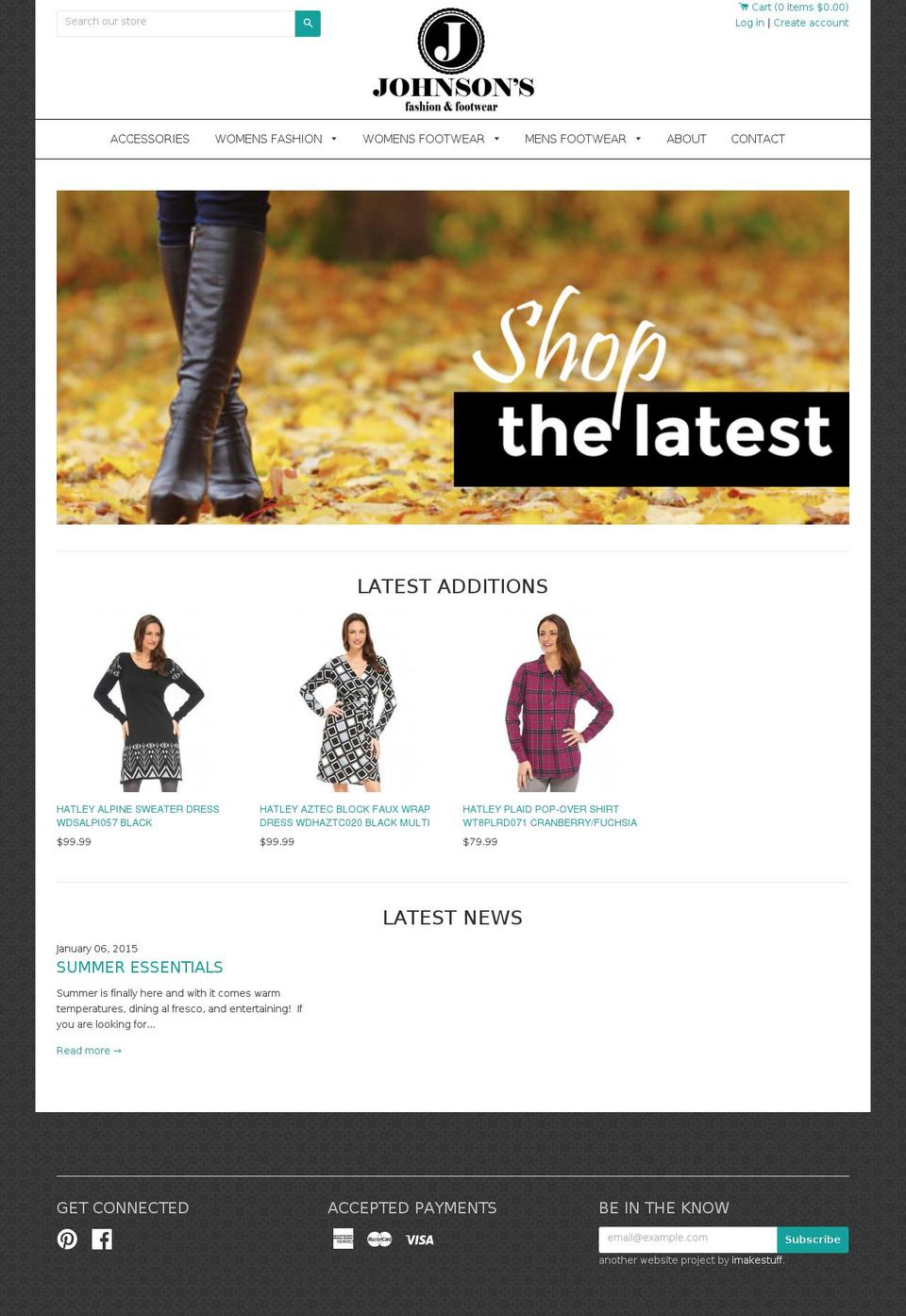 johnsonsfashion.com shopify website screenshot