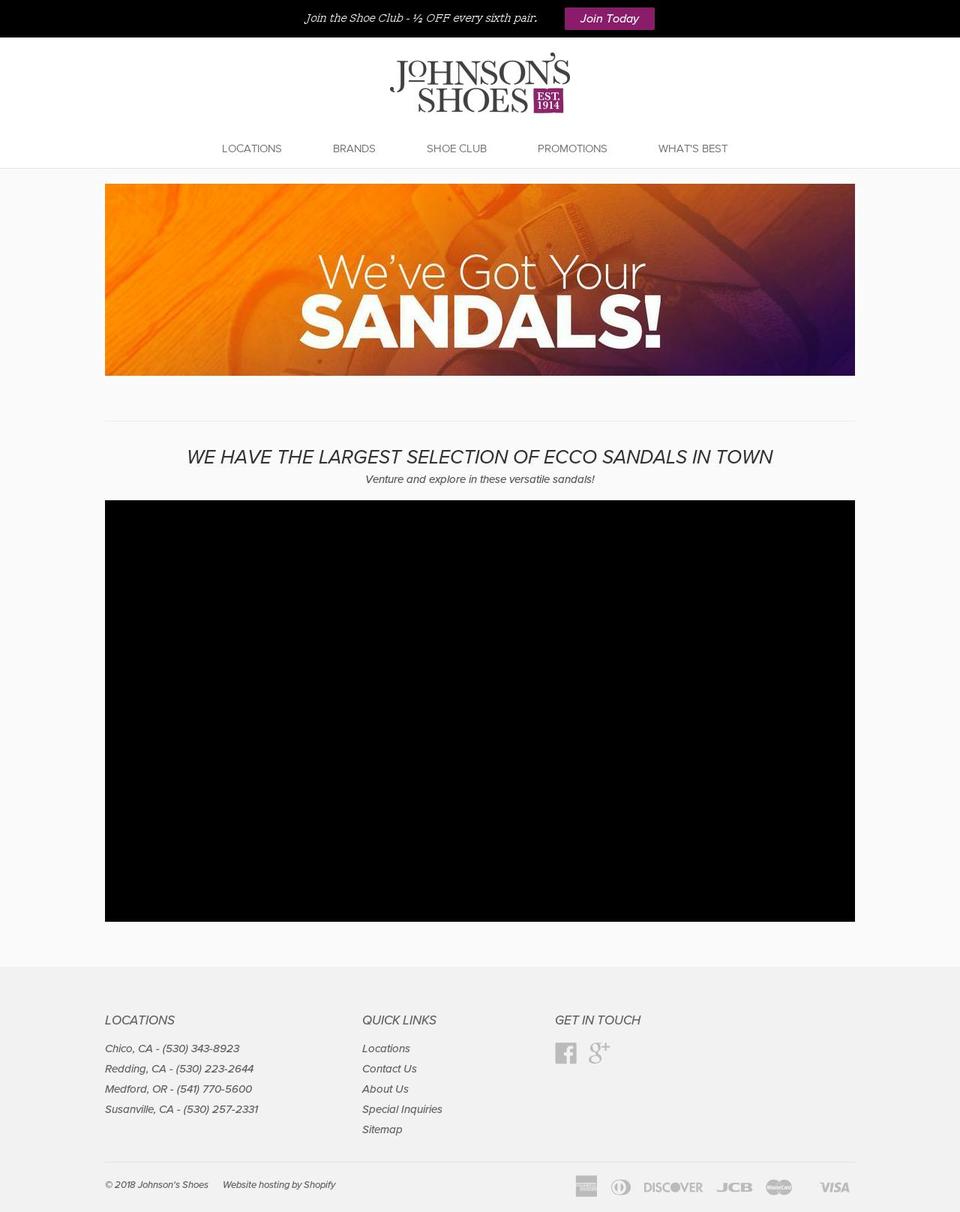johnsonsshoes.net shopify website screenshot