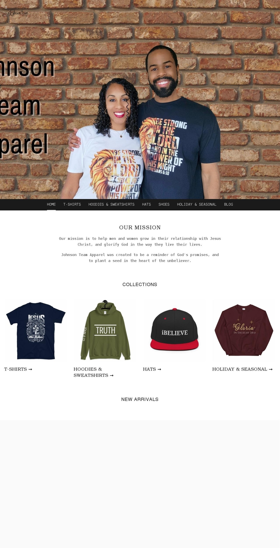 johnsonteamapparel.com shopify website screenshot