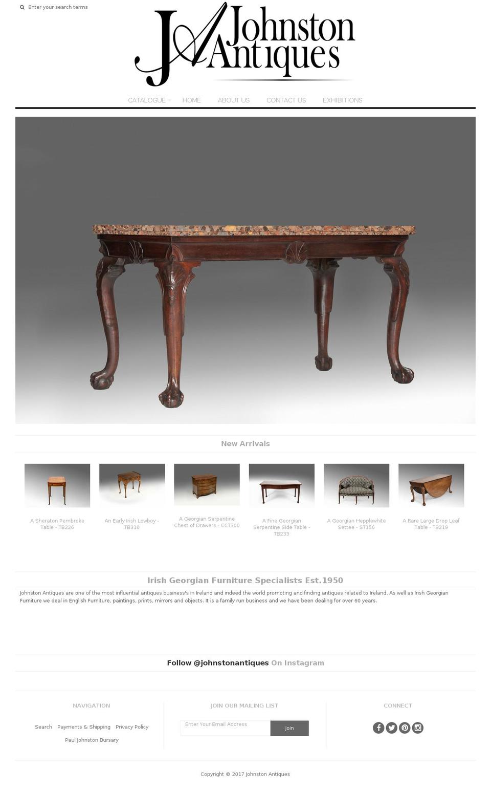 johnstonantiques.net shopify website screenshot