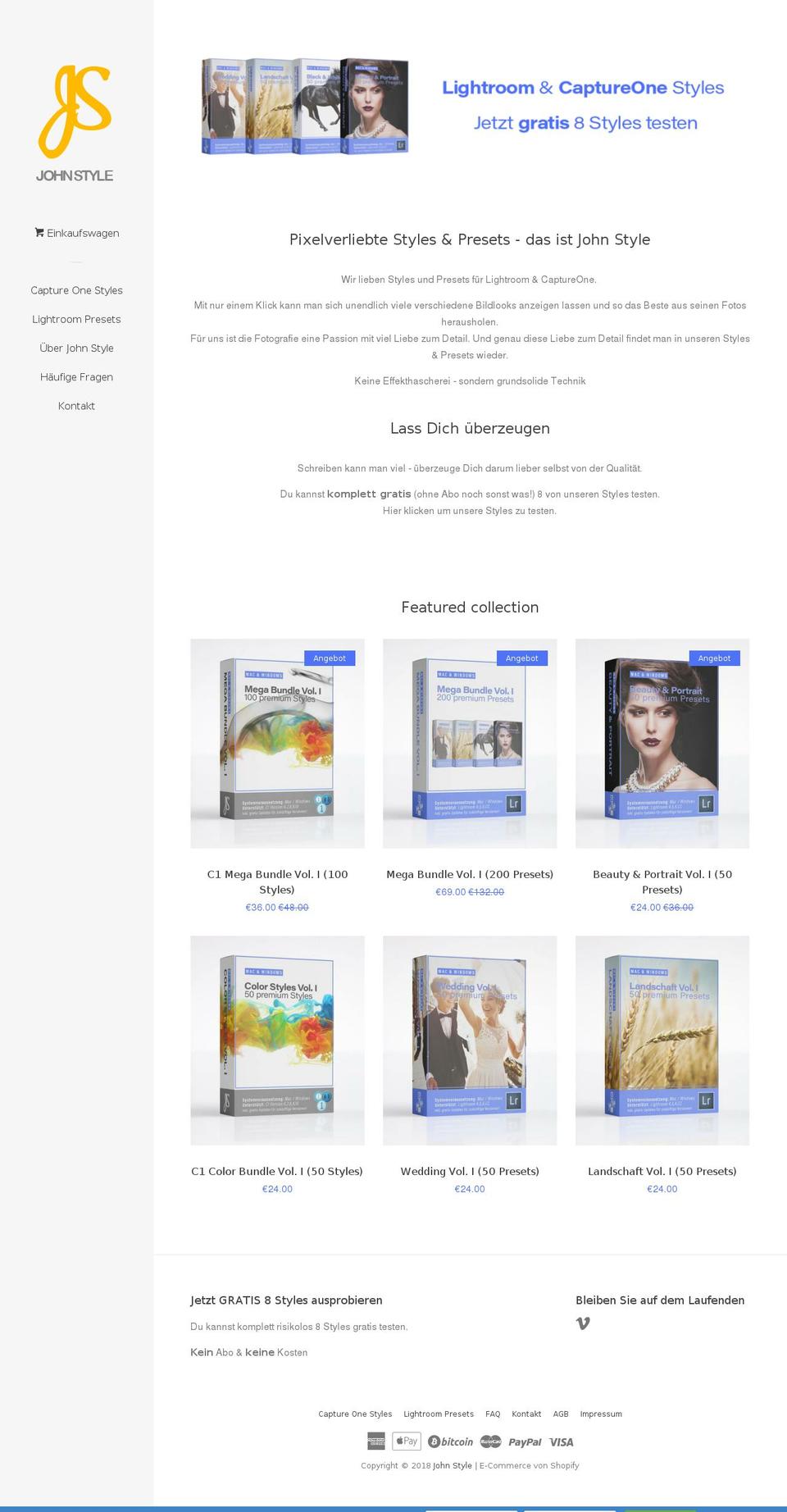 johnstyle.net shopify website screenshot