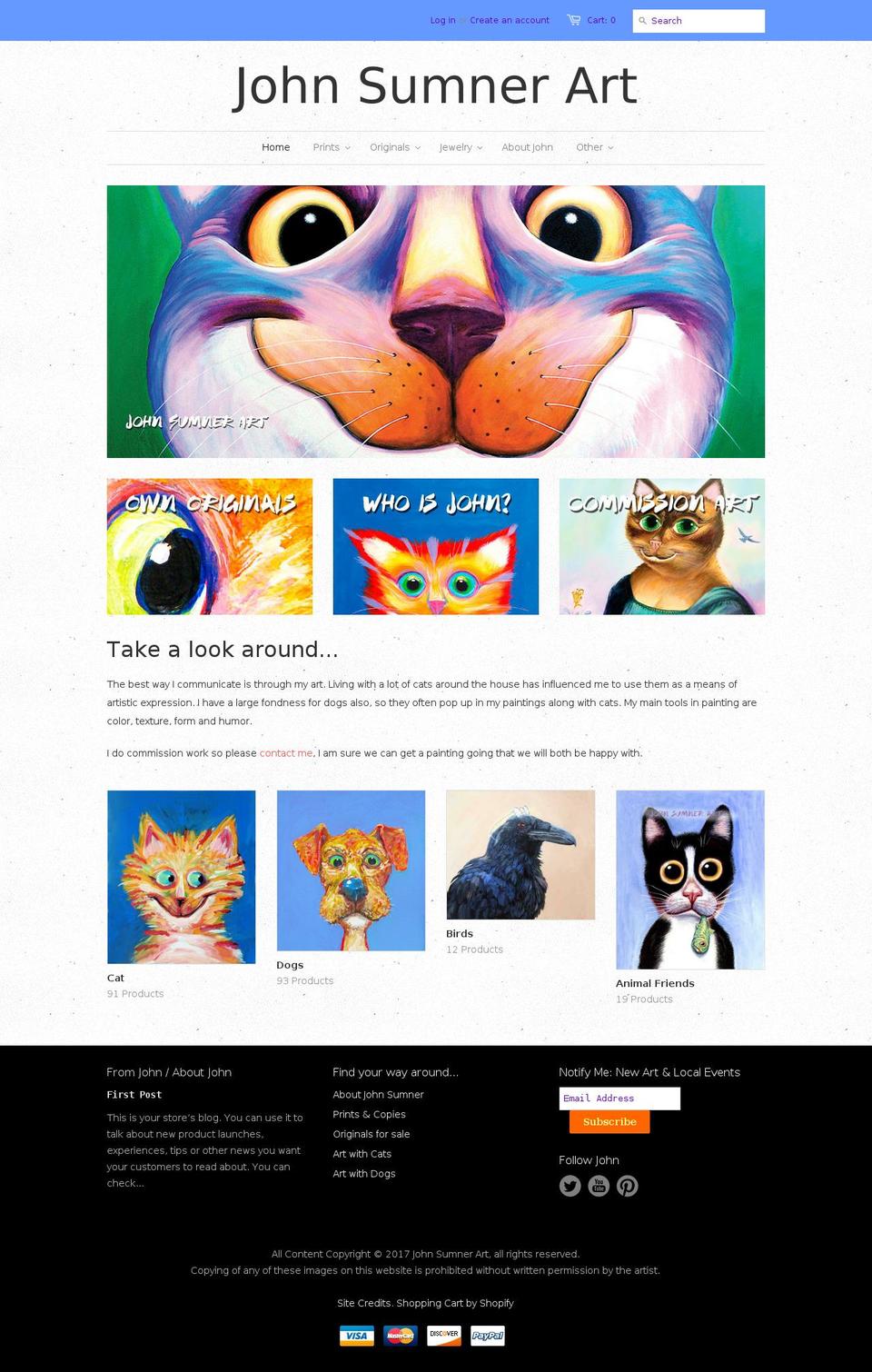 johnsumner.com shopify website screenshot